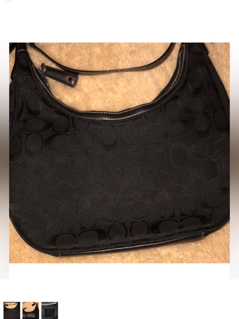 Coach Black Signature Jacquard Hobo Shoulder Bag